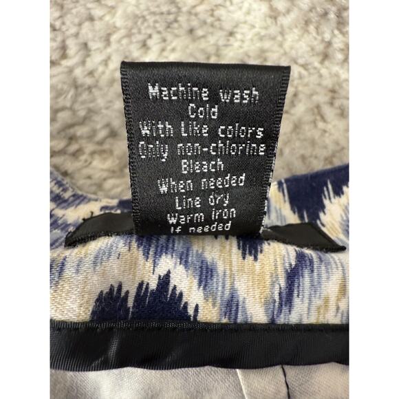 B Moss Size 10 Dark Floral Print Stretch A Line Mini Skirt Black Blue Zip Cotton - Picture 7 of 8